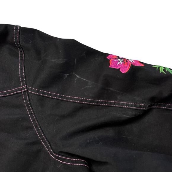 Vintage BOB MACKIE Western Floral Embroidered Black Shirt Jacket Size Large - Picture 10 of 10